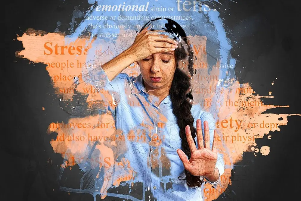 Stress: The lady keeps her hand on her head