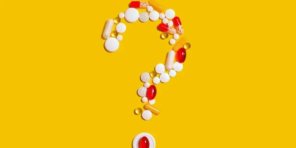 Drug Toxicology: Question mark arranged from drugs
