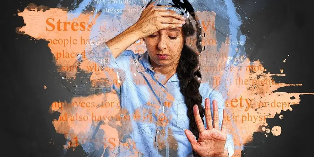Stress: The lady keeps her hand on her head
